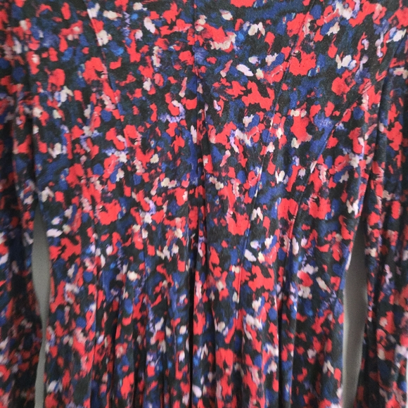 HD in Paris Navy Floral Long-Sleeve Fit & Flare Dress with Red and Blue Accents - Picture 9 of 11